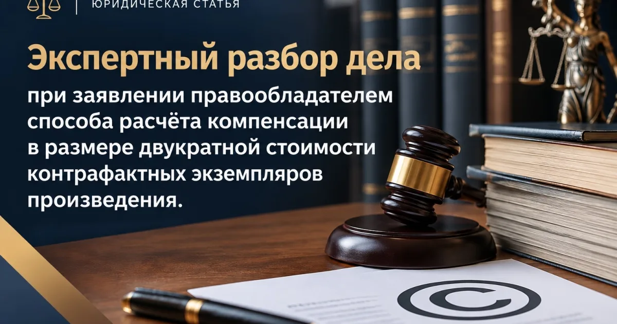 Экспертный разбор дела при заявлении правообладателем способа расчёта компенсации в размере двукратной стоимости контрафактных экземпляров произведения.